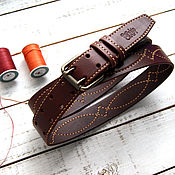 Аксессуары handmade. Livemaster - original item Leather belt with USA buckle. Handmade.