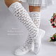 Boots: white summer knitted boots. High Boots. MadameBoots. My Livemaster. Фото №5