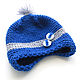 Sombreros del bebé: para el niño, color azul con gris, para 3-6 meses, Baby hat, Cheboksary,  Фото №1
