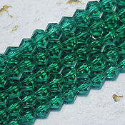 Материалы для творчества handmade. Livemaster - original item Biconuses 4 mm 45 pcs on a string Green emerald. Handmade.