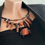 Украшения handmade. Livemaster - original item Necklace: stylish decoration on the neck made of natural stones with rubber. Handmade.