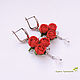 Earrings with red peonies. Earrings. Handmade jewelry. Online shopping on My Livemaster.  Фото №2
