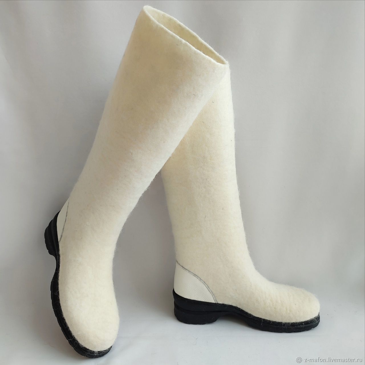 Felted boots with leather heel h 40-45, High Boots, Tomsk,  Фото №1