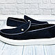 Order Slip-ons for men, made of natural suede, in dark blue color!. SHOES&BAGS. Livemaster. . Slip-ons Фото №3
