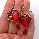 Заказать Серьги "Blossom heart" с стеклянными сердечками. Светлана Фокина. Ярмарка Мастеров. . Серьги классические Фото №3
