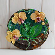 Картины и панно handmade. Livemaster - original item Decorative Orchid Plate. Handmade.