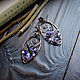 Copper earrings with Amethyst Small purple earrings with stones. Earrings. Strangell Jewelry. My Livemaster. Фото №6