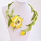 Floral necklace leather Yellow daffodils Gentle spring. Necklace. flowersstyle (flowersstyle). My Livemaster. Фото №5