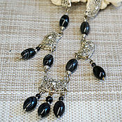 Украшения handmade. Livemaster - original item Openwork necklace with black agate. Handmade.