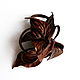 Brooch flower leather Orchid Dark Canyon brown dark warm, Brooches, Moscow,  Фото №1