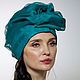 Order Turquoise silk organza turban with a bead Pearl. TURBAN SVS. Livemaster. . Caps Фото №3