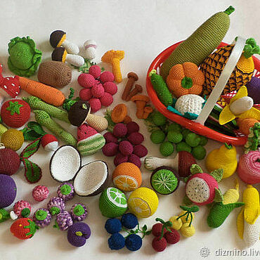 куклы и игрушки ручной работы. ярмарка мастеров - ручная работа кукольная еда: вязаные фрукты овощи. handmade.