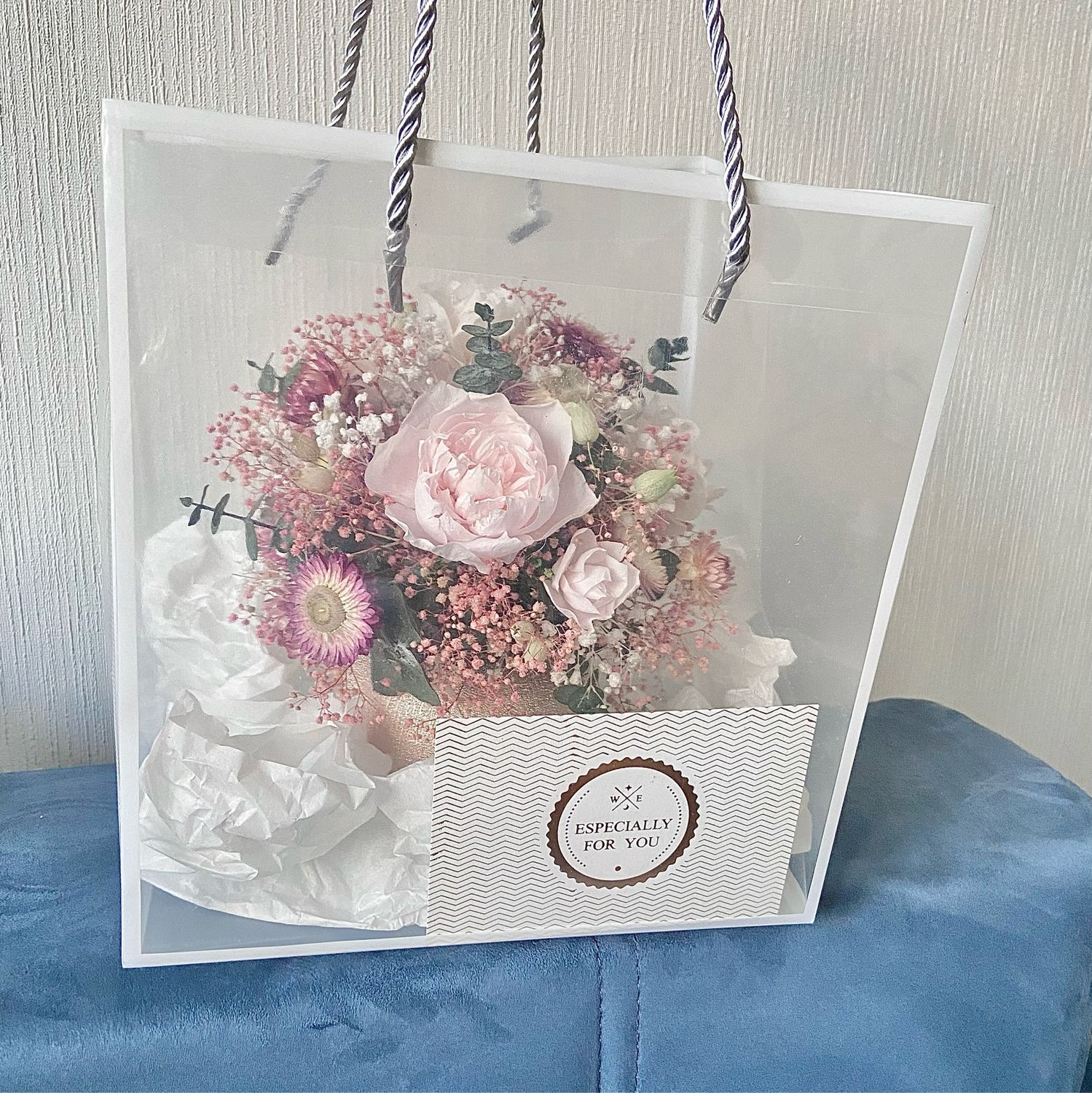 Стабилизированный интерьерный натуральный букет в подарочном пакете в ...