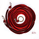 Thin beaded rope belt with Czech glass dark red, Belt, Kaliningrad,  Фото №1