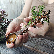 Посуда handmade. Livemaster - original item Spoon: Spoon twig with a small white bird, on a chain. Handmade.