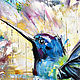 Painting with a Hummingbird. A picture with a bright hummingbird as a gift. Pictures. Zabaikalie. My Livemaster. Фото №4