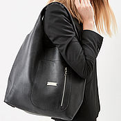 Сумки и аксессуары handmade. Livemaster - original item Bag Bag leather soft black Package String Bag T shirt medium Bag Shopper. Handmade.