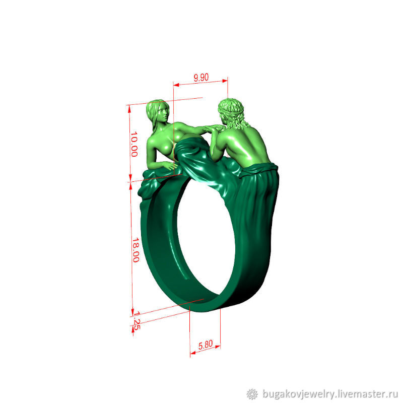 Кольцо "Возлюбленные" из золота 585 пробы в интернет-магазине Ярмарка ...