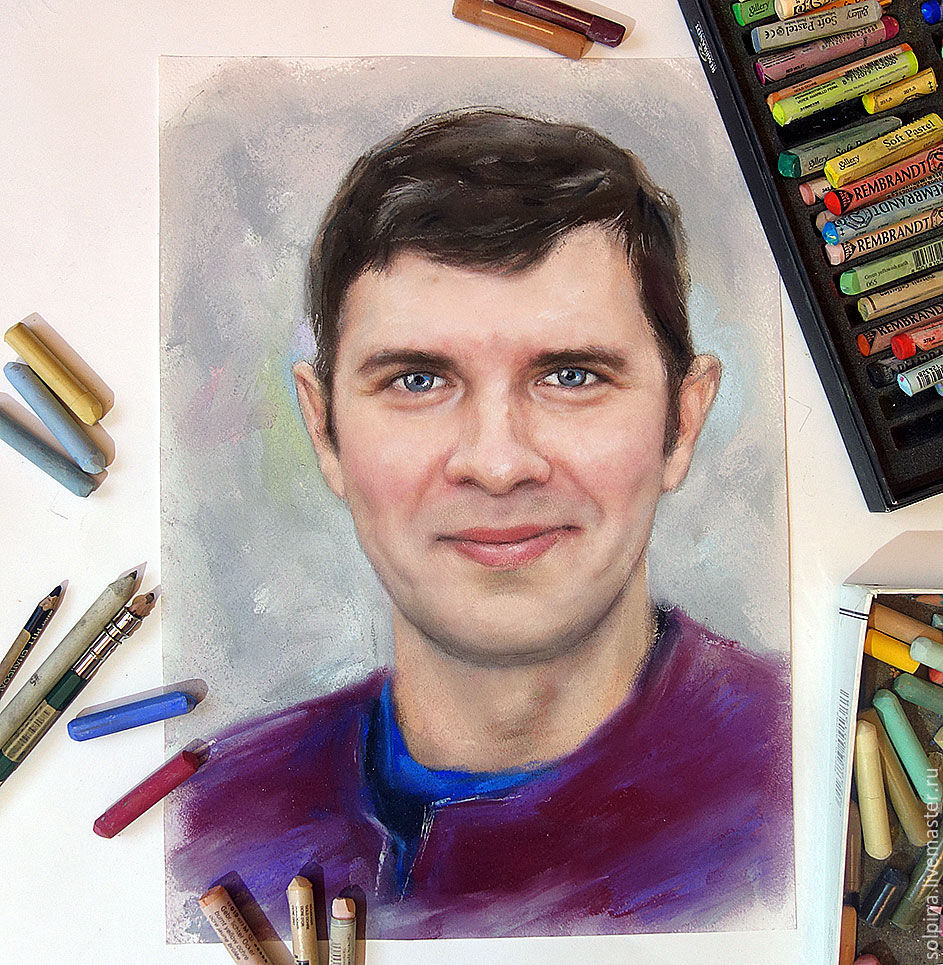 портрет масляной пастелью.