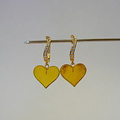 Украшения handmade. Livemaster - original item Earrings with amber Hearts, S-37. Handmade.