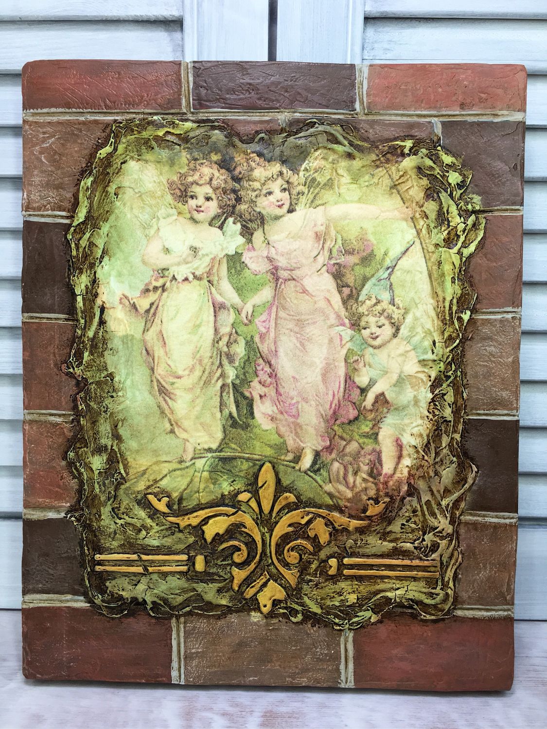 Декупаж на стене имитация фрески