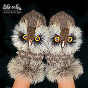 Аксессуары handmade. Livemaster - original item Owl mittens brown. Handmade.