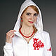Women's white zipper hoodie with a hood with a Russian ornament. Sweater Jackets. Lara (EnigmaStyle). My Livemaster. Фото №5