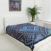 Для дома и интерьера handmade. Livemaster - original item Patchwork Blue bedspread 230 x 230 cm. Handmade.
