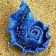 Синяя войлочная брошь - раковина "В тени морских глубин", Брошь-булавка, Тула,  Фото №1