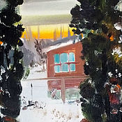 Картины и панно handmade. Livemaster - original item Picture. Winter sunset. Handmade.