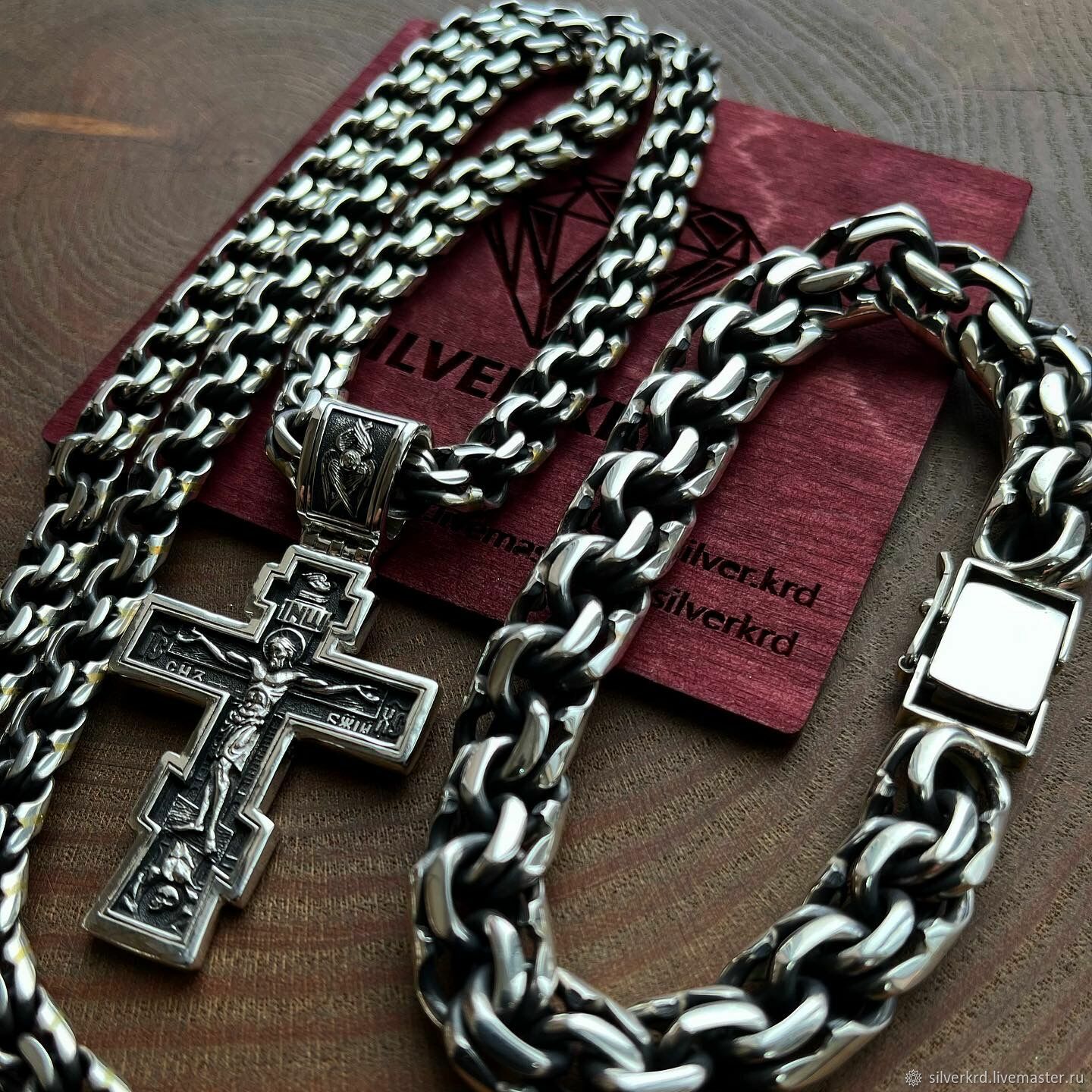 Мужская серебряная цепочка с крестом и серебряный браслет винтернет-магазине Ярмарка Мастеров по цене 42400 ₽ – QXOHKRU