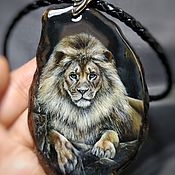 Украшения handmade. Livemaster - original item Pendant: lacquer miniature Lion. Handmade.