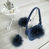 Куклы и игрушки handmade. Livemaster - original item Shoes with pompoms + handbag for Blythe blue 23x11mm. Handmade.