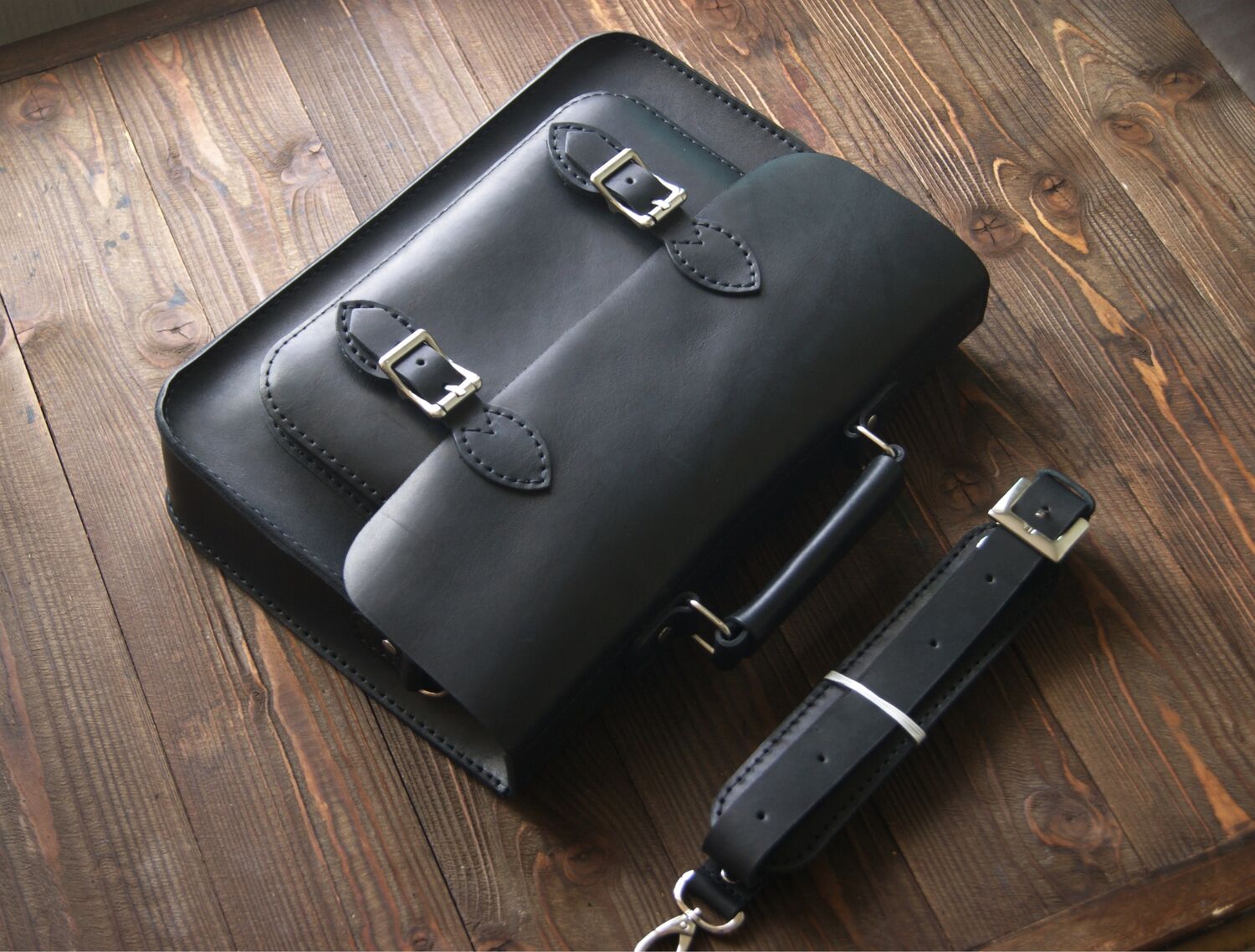 Женский кожаный винтажный портфель, черный, Классическая сумка, Чебоксары,  Фото №1