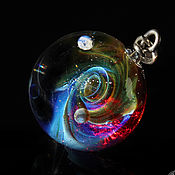 Украшения handmade. Livemaster - original item Galaxy Pendant Dance of the Planets 2 Space Universe Silver Glass. Handmade.