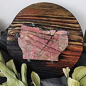 Картины и панно handmade. Livemaster - original item Wooden panel with cut rhodonite (