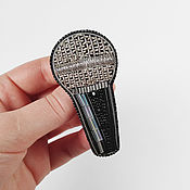 Украшения handmade. Livemaster - original item Beaded brooch Microphone, fashion brooch. Handmade.