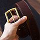 Brown genuine leather belt sewn by hand, Straps, Rostov-on-Don,  Фото №1