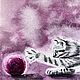 Британский серый котенок картина акварелью играющий кот. Картины. MarselArt. Ярмарка Мастеров.  Фото №4