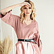 Платье льняное розовое с объемными рукавами "Пудра". Платья. MoZaika. Ярмарка Мастеров.  Фото №5