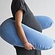 Pillow for pregnant women (nursing) Light-Blue Velvet from Superpuff, Pillow for feeding, Moscow,  Фото №1