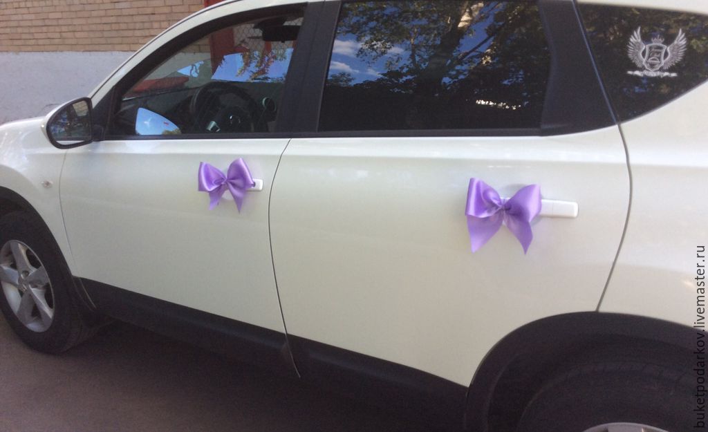 Свадебные украшения на авто, банты на машину | ВКонтакте
