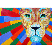 Картины и панно handmade. Livemaster - original item Lion oil painting animals bright painting with a lion. Handmade.
