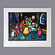 Snow white and the 7 dwarfs. Khokhlov And. And. linocut, Vintage interior, Moscow,  Фото №1