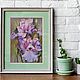 Painting Irises pastel (pink lilac green flowers). Pictures. Pastelena. My Livemaster. Фото №6