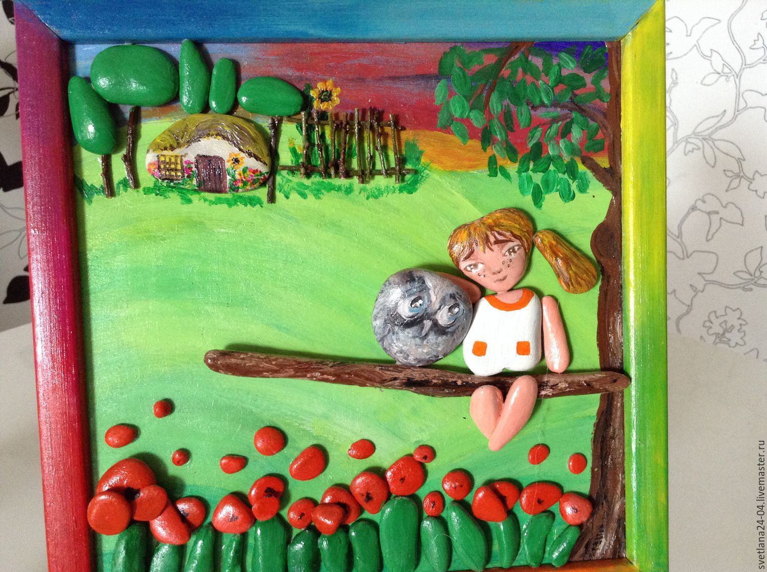 Картина из камней для детей детского сада