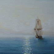 Картины и панно handmade. Livemaster - original item Painting Morning, Ship, Sea, oil on canvas, 40 x 30. Handmade.