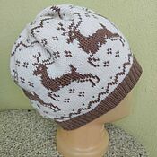 Аксессуары handmade. Livemaster - original item Hat with an ornament, with deer. Handmade.