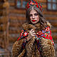 Двусторонняя тёплая шаль с эко мехом в стиле А-ля Русс. Пончо. Август ван дер Вальс. Ярмарка Мастеров.  Фото №4
