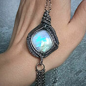 Aquamarine necklace with a large Mexico city pendant (925 silver)
